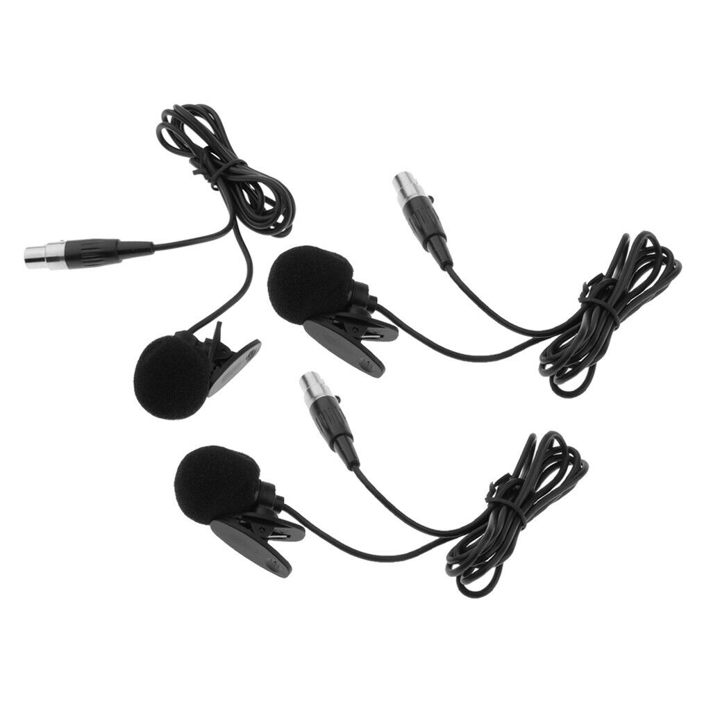 Set of 3 Professional 3 Pin Microphone Lapel Tie Clip for PC Transmitter