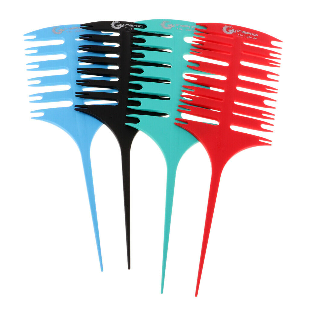 4x Barber 3 Sided Rat Tail Tapered Highlights Weaving Teasing Comb For