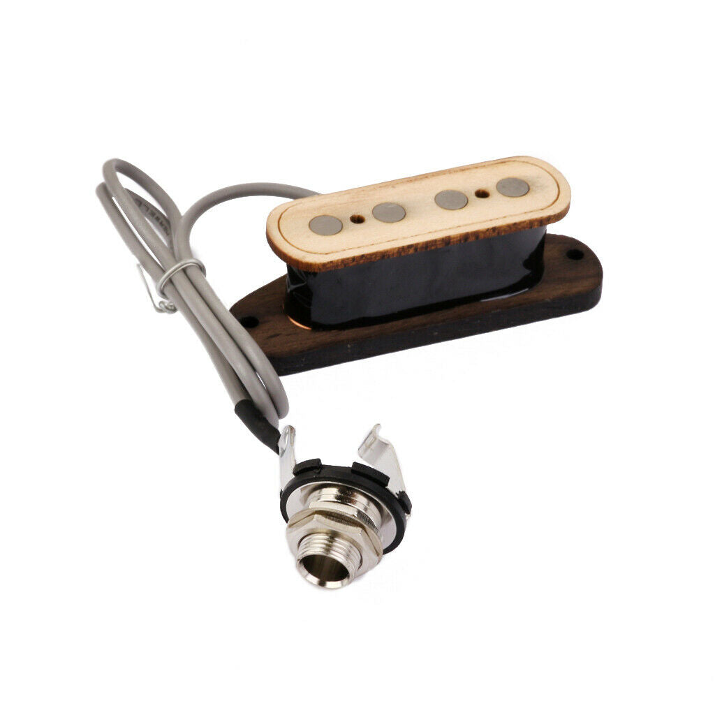 4 String Cigar Box Guitar Pickup with Input   Wood Bobbin Guitar Parts