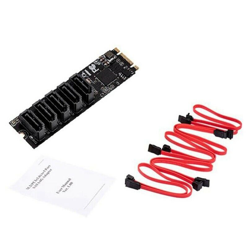 M2 to SATA3 Expansion Card,M.2 NVME to SATA3.0,SSD Adapter 5 Port,M.2(PCIe) toZ5