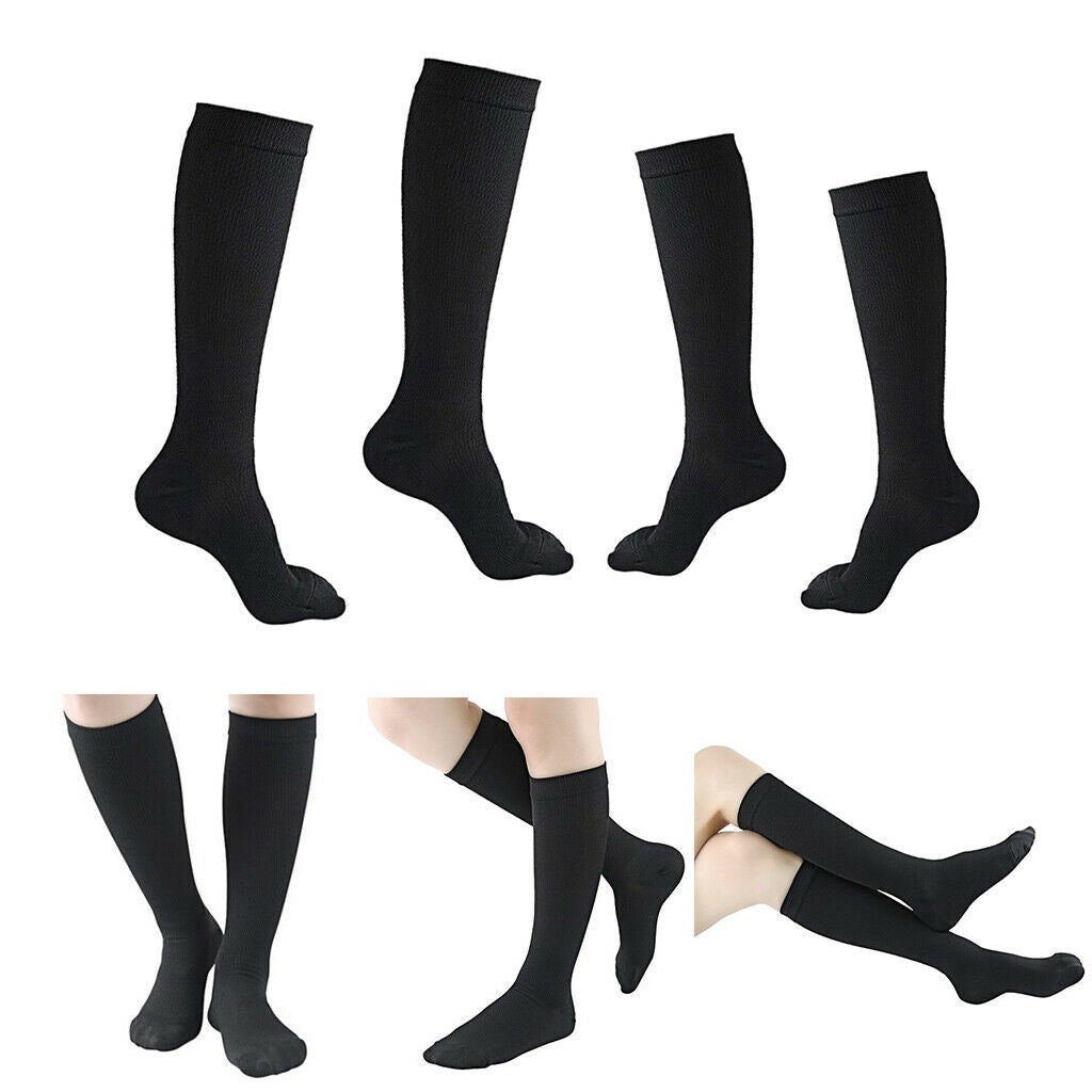 2 Pairs Women Knee High Compression Socks Sports Running Nursing Breathable