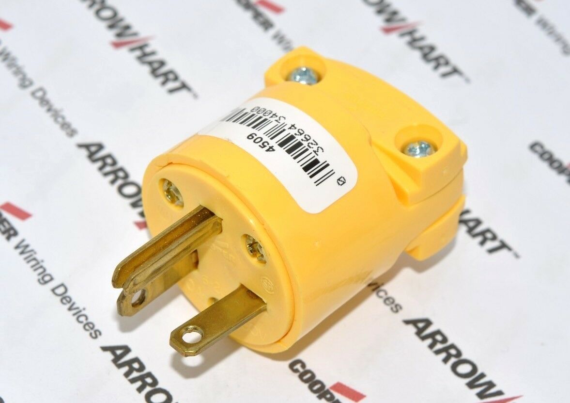 1pcs-COOPER 4509 20A 250V Heavy Duty Grade Thermoplastic Vinyl Plug