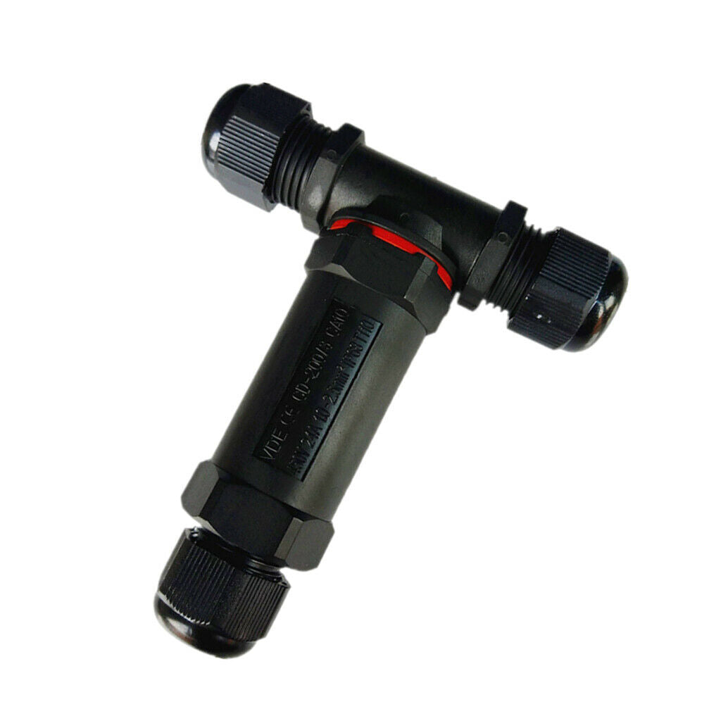 3-Way 3 Pin T Shape IP68 Waterproof Connector Screw Joiner 20A