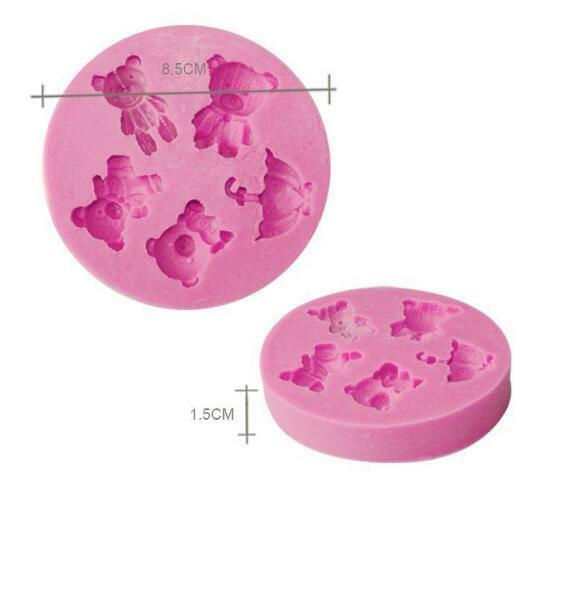 DIY 4pcs Bear   liquid silicone mold cake decoration baking mold tool