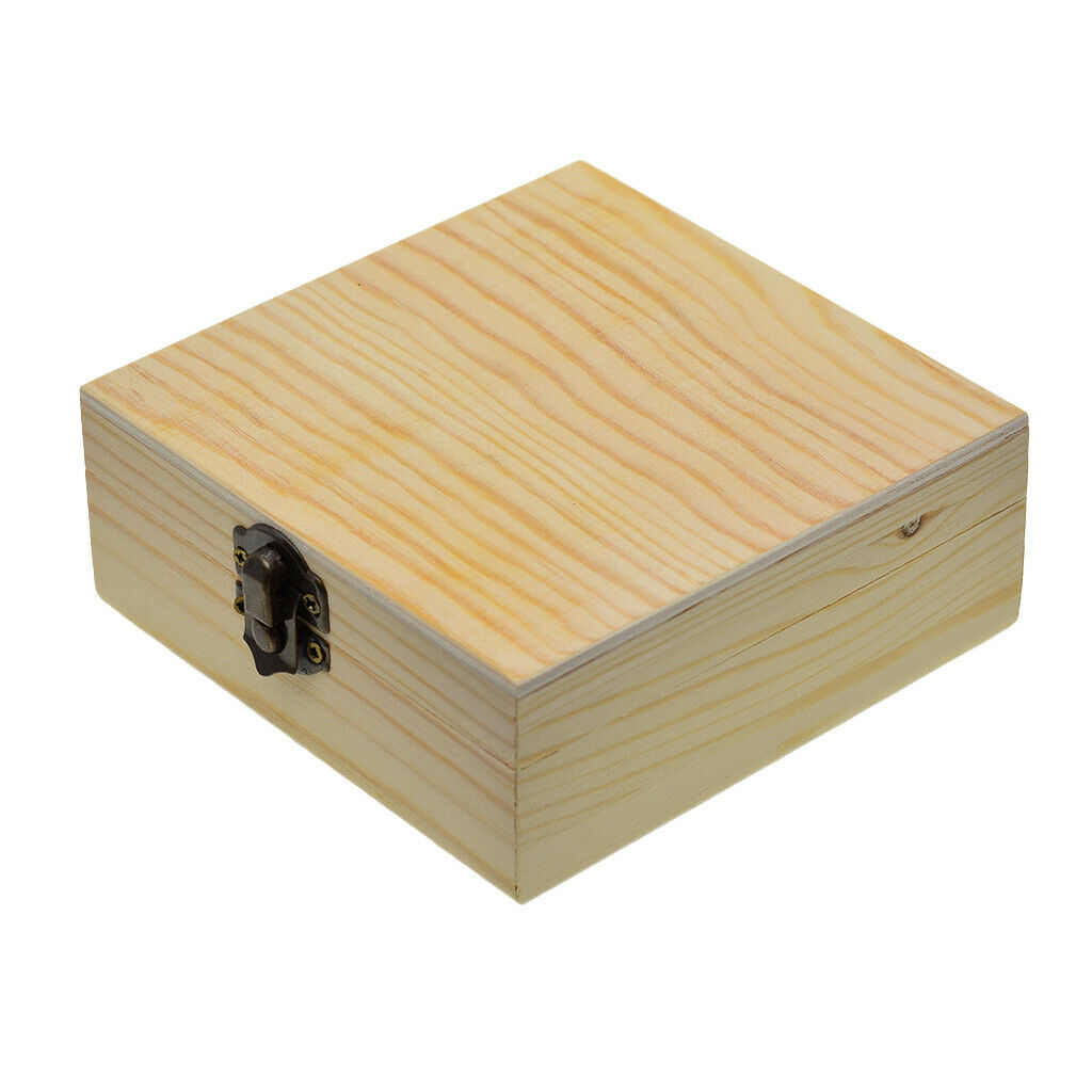 2x Unfinished Square Wood Jewelry Gift Box Case for DIY Painting Crafts 12cm