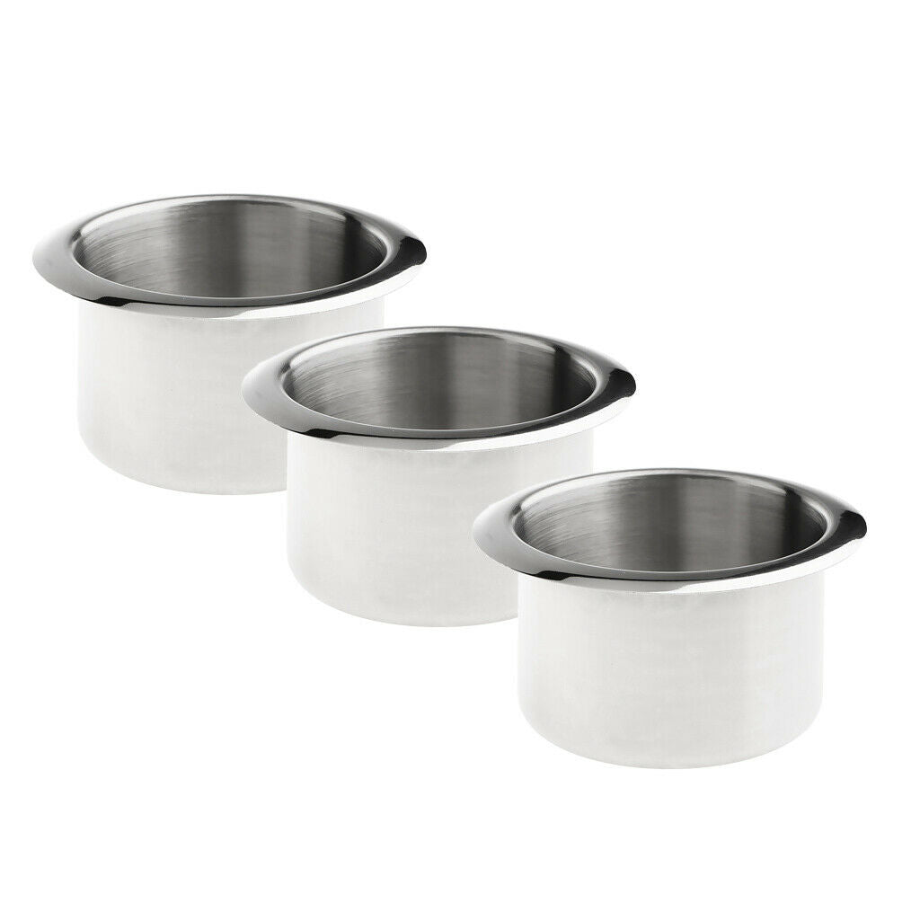 3x Stainless Steel Cup Drink Holder Polished for Marine Car Truck Camper RV