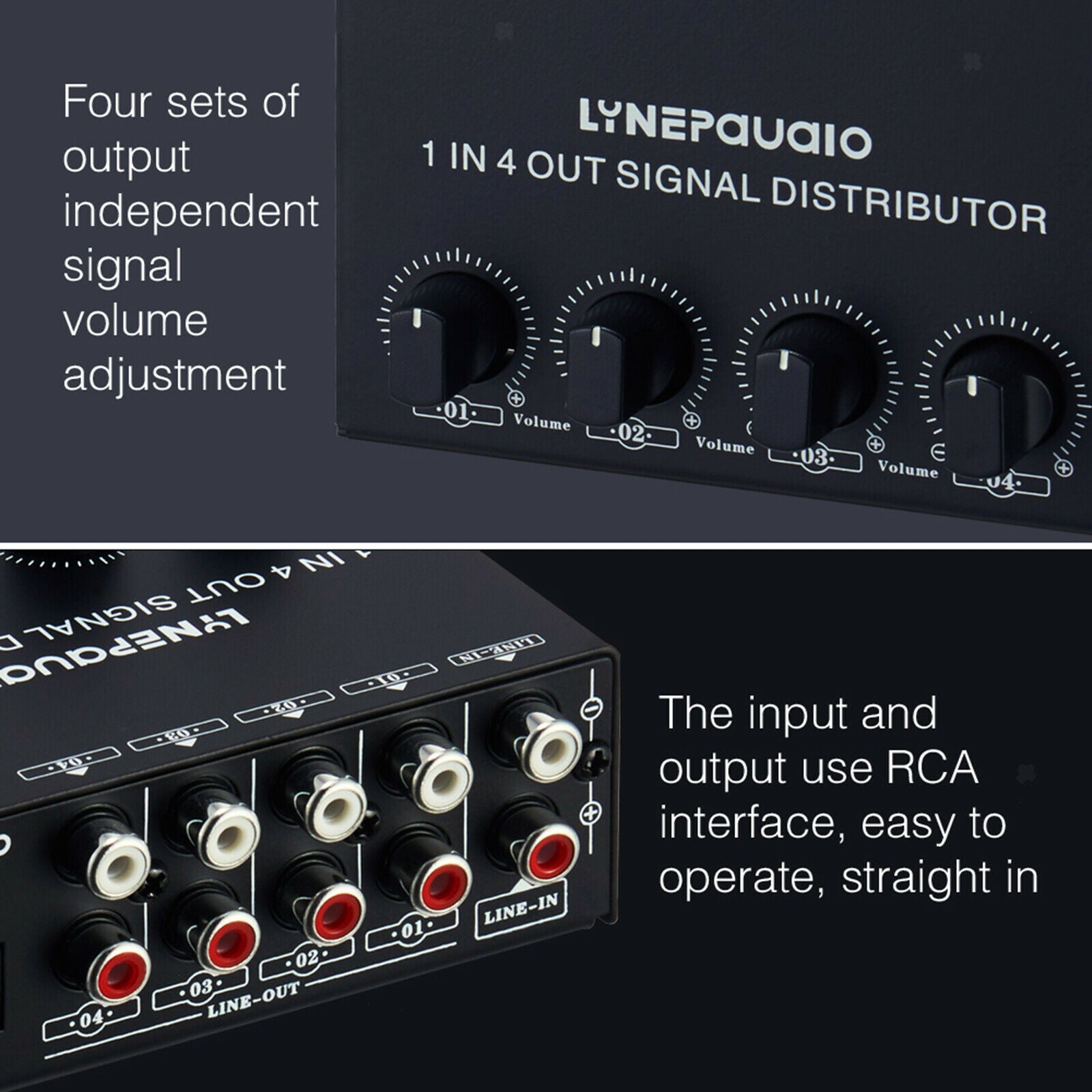 Home Signal Amplifier 1 In 4 Out Distributor Front Stereo No Loss Sturdy
