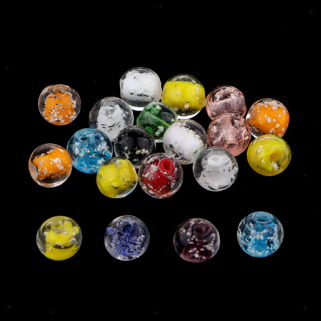 20PCS Assorted European Lampwork Glass Beads Spacer Beads Charms