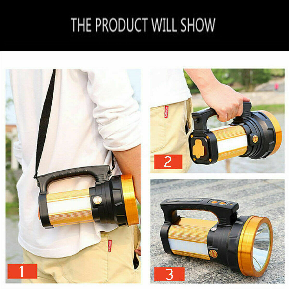 10000MAh 3000lm 500W Bright Spotlight Handheld Rechargeable LED Torch Flashlight