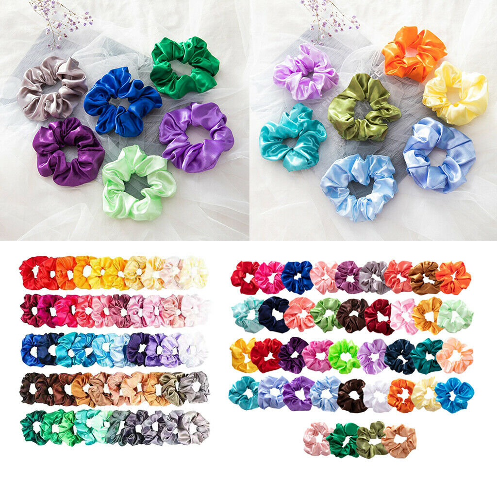 40Pack Hair Scrunchies Silk Satin Scrunchy Bobbles Elastic Hair Bands Holder