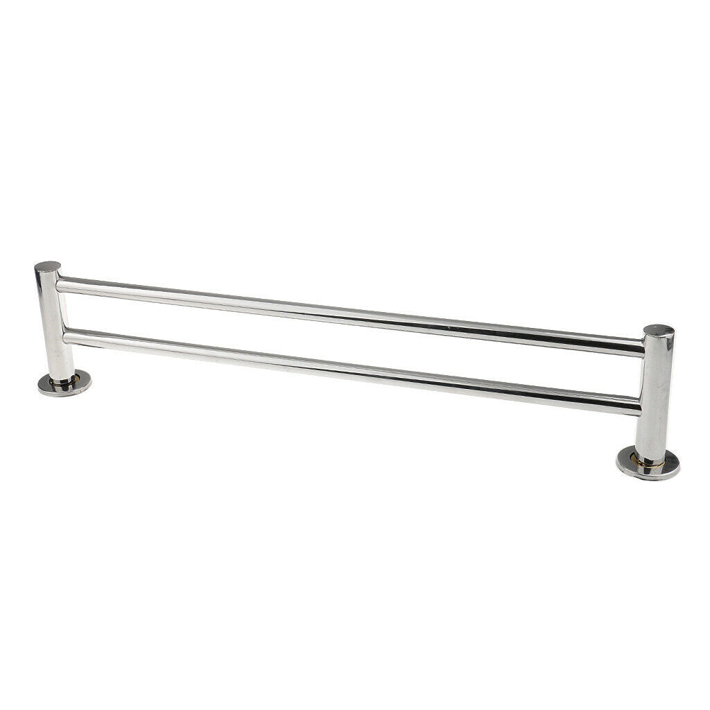 Bathroom 56cm Stainless Steel Round Double Towel Rail Rack Bar Holder Chrome