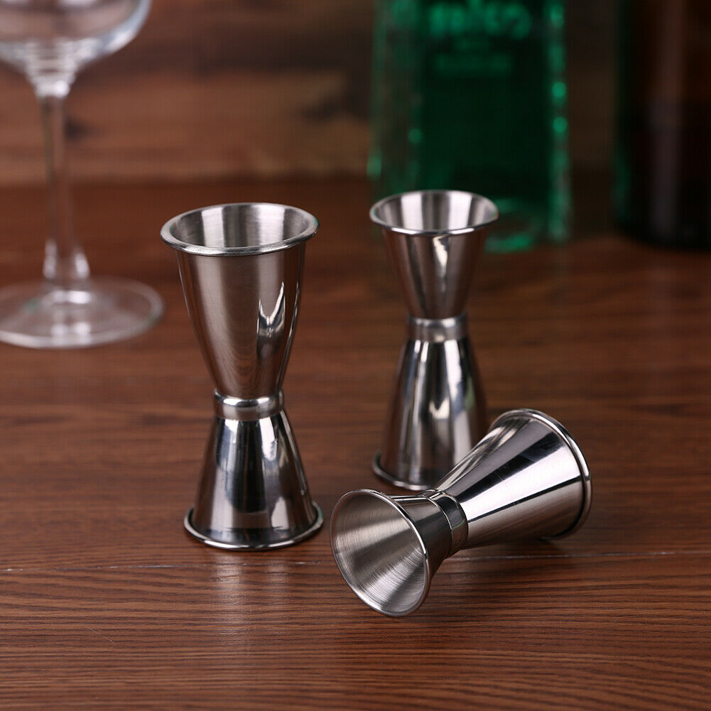 3Pcs Stainless Steel Cocktail Drink Tool Mixer Measuring Cup Jigger Measurer Set