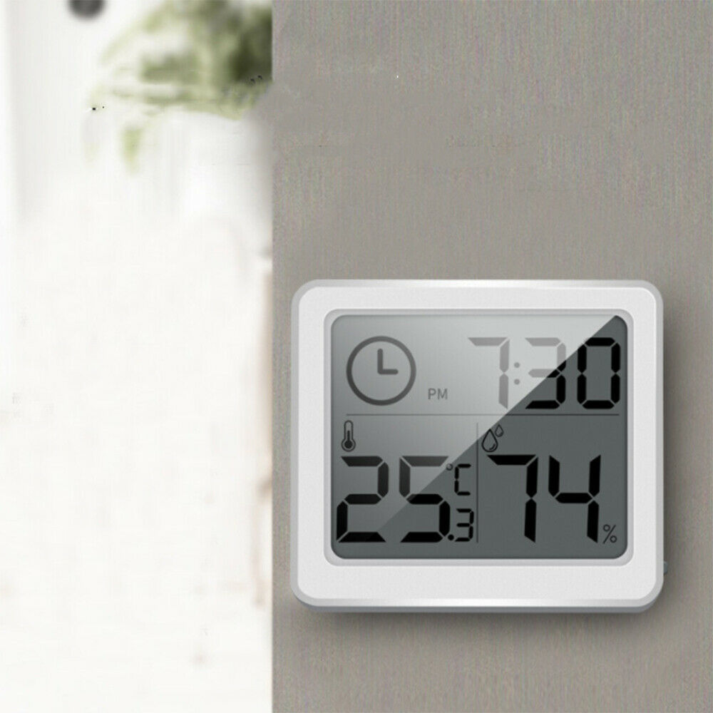Digital LCD Hygrometer Clock Electronic Humidity Thermometer Outdoor Indoor Room