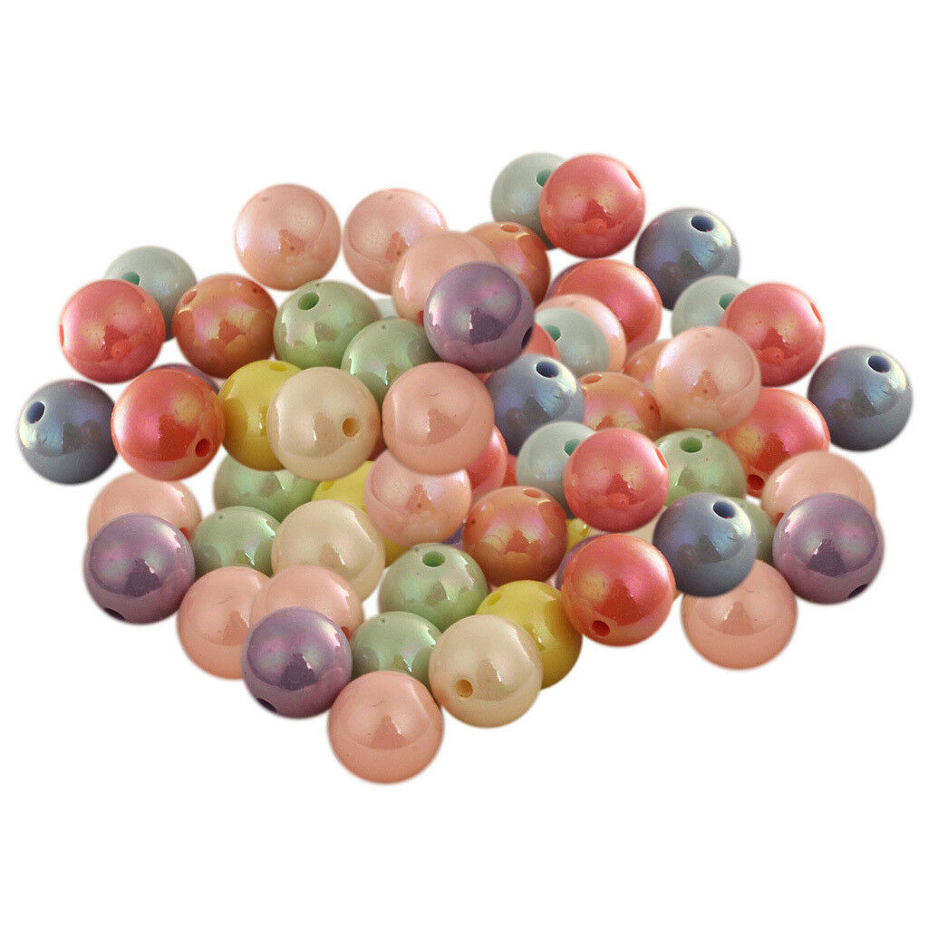 92x Round Acrylic Loose Spacer Beads Fashion Jewelry Making Accessories 10mm
