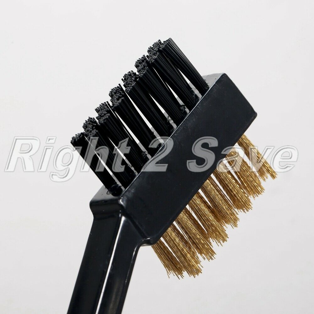 1Pair 2 Sided Brass Wire Nylon Golf Club Brush Groove Ball Cleaner Clip Kit Tool