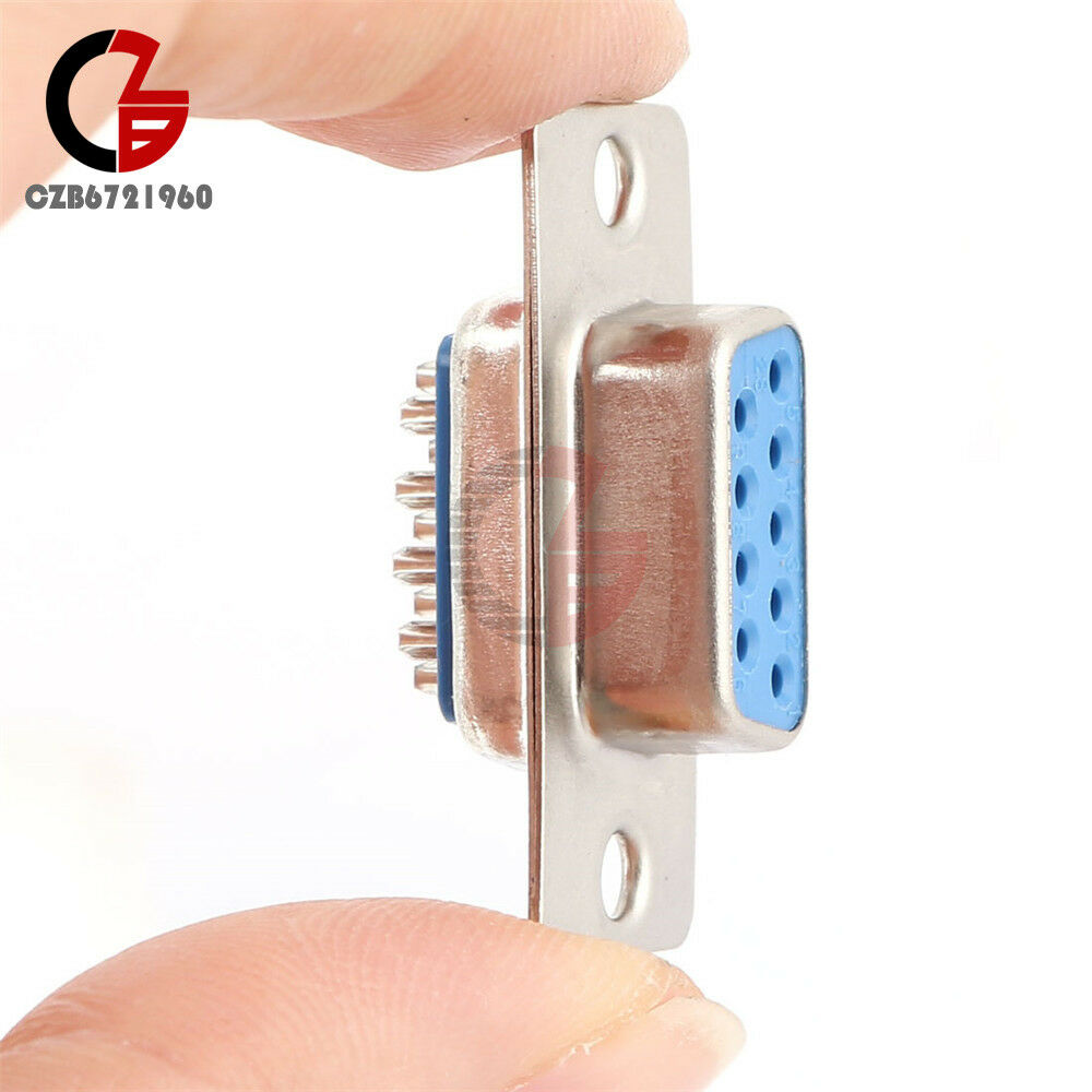 10PCS DB9 9 Pin Female Plug Connector RS232 VGA 2 Rows Solder Type Straight