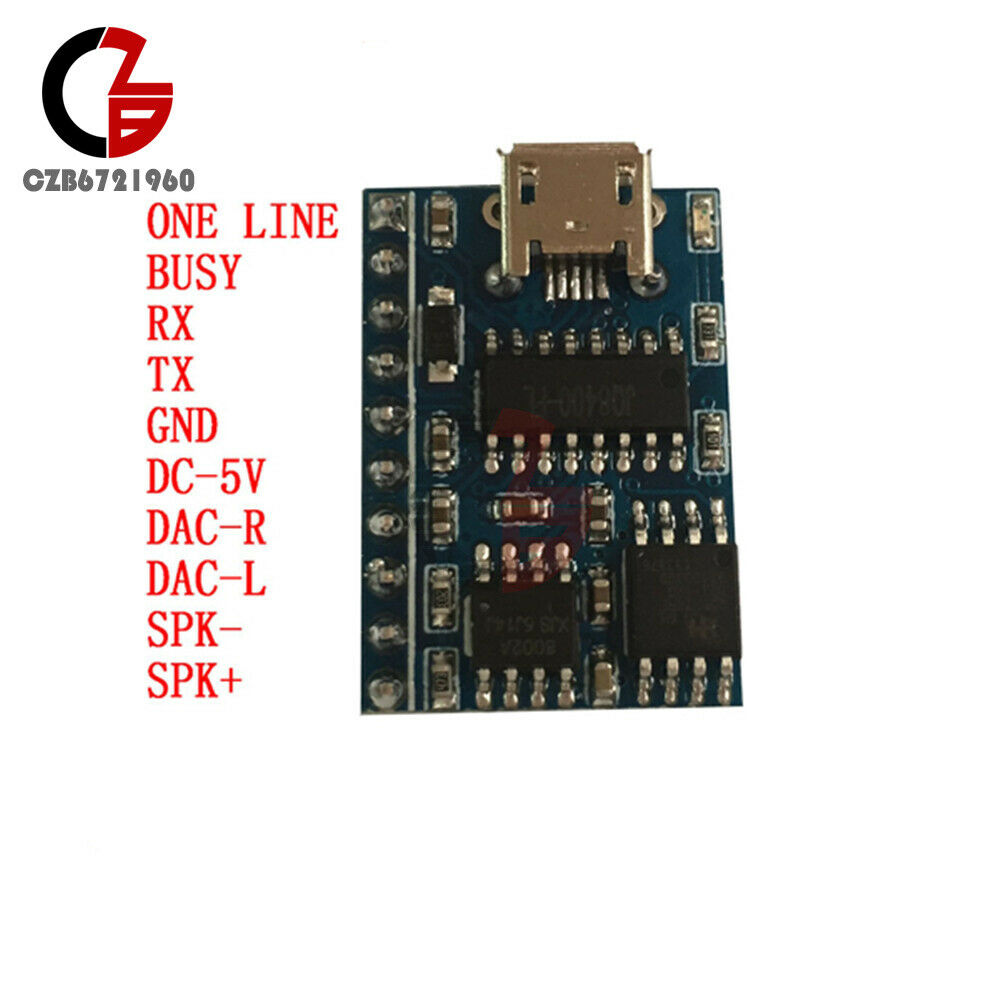 DC 3.3-5.5V JQ8400 JQ8400FL-10P Voice Module Serial Control USB 32M MP3/WAV Play