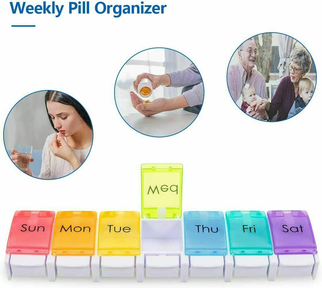 Weekly Daily Pill Organizer Vitamin Case for Purse Medicine Carrying Box Travel