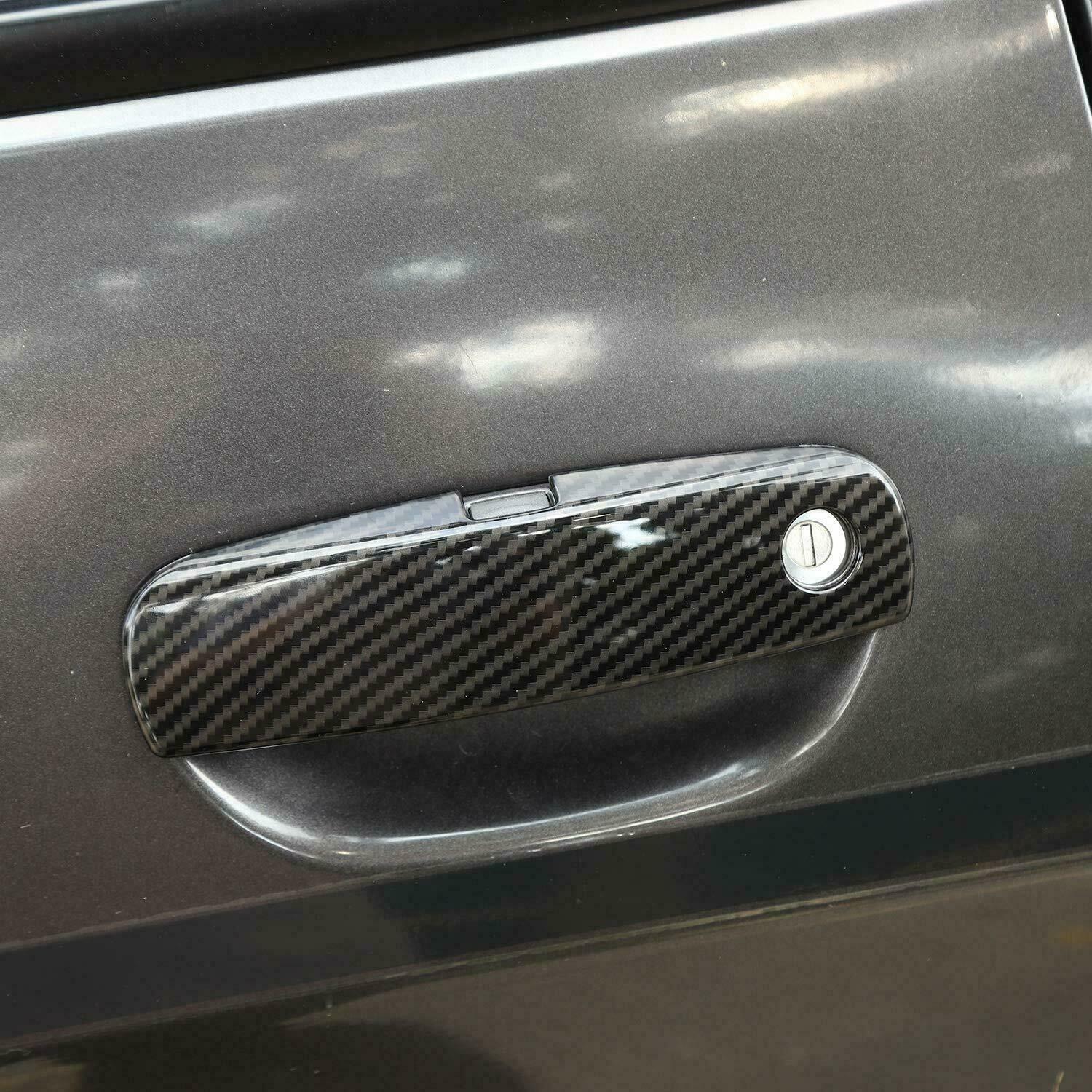 Fit 2011-2020 Dodge Charger Print Look Door Handle Covers Black Carbon Fiber