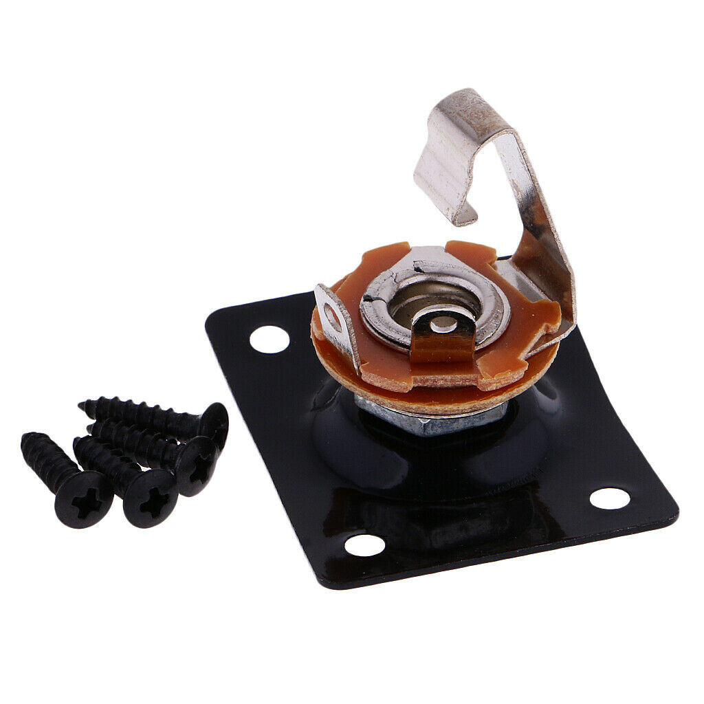 Rectangle Output Input Jack Plate Socket Plug for Electric Guitar Bass Black