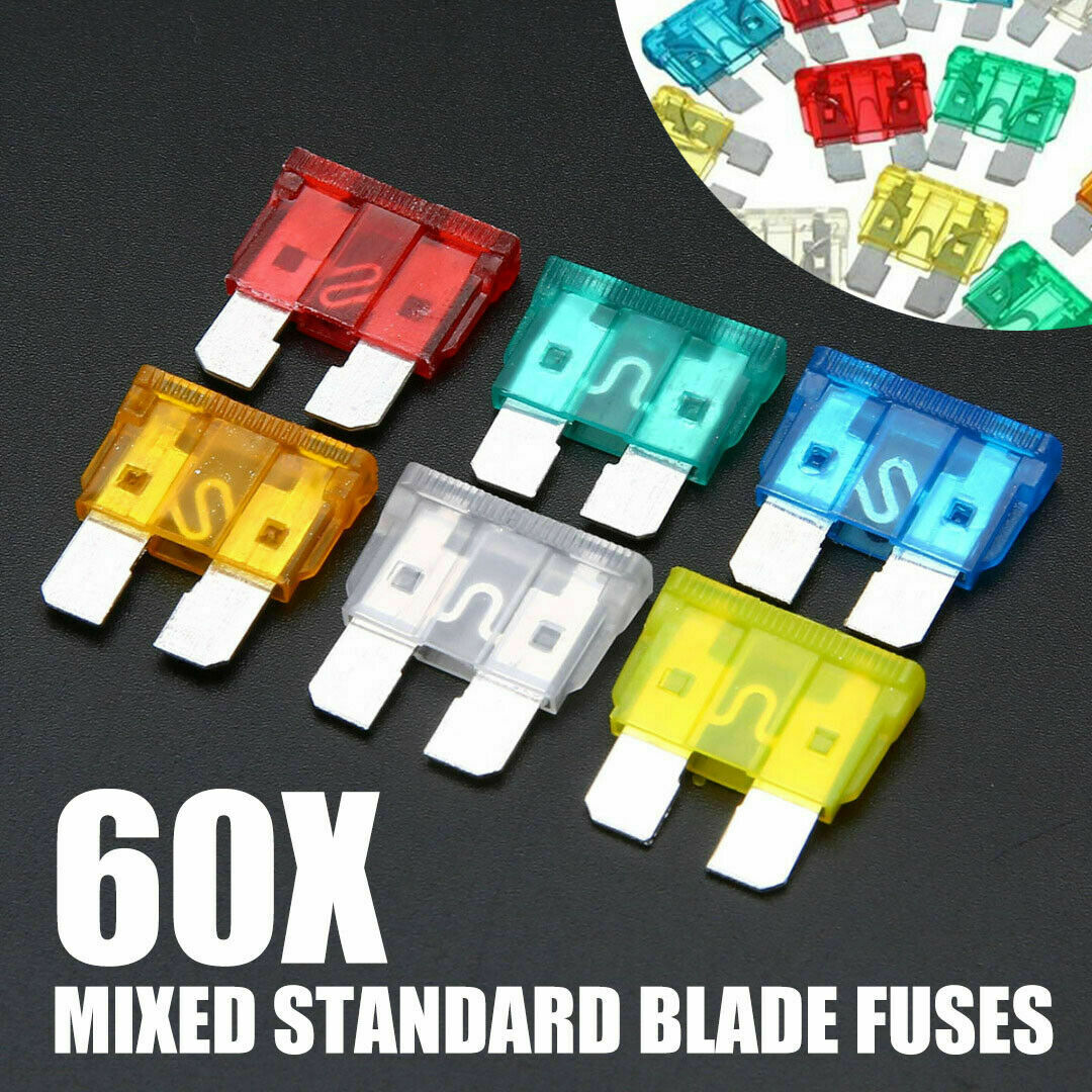 60Pcs Truck Boat Motorcycle Medium Blade Fuse Assortment Auto Car Kits