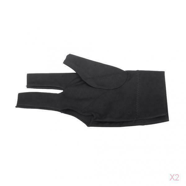 2xBlack Spandex Snooker Billiard Cue Glove Pool Left Hand Three Finger Accessory