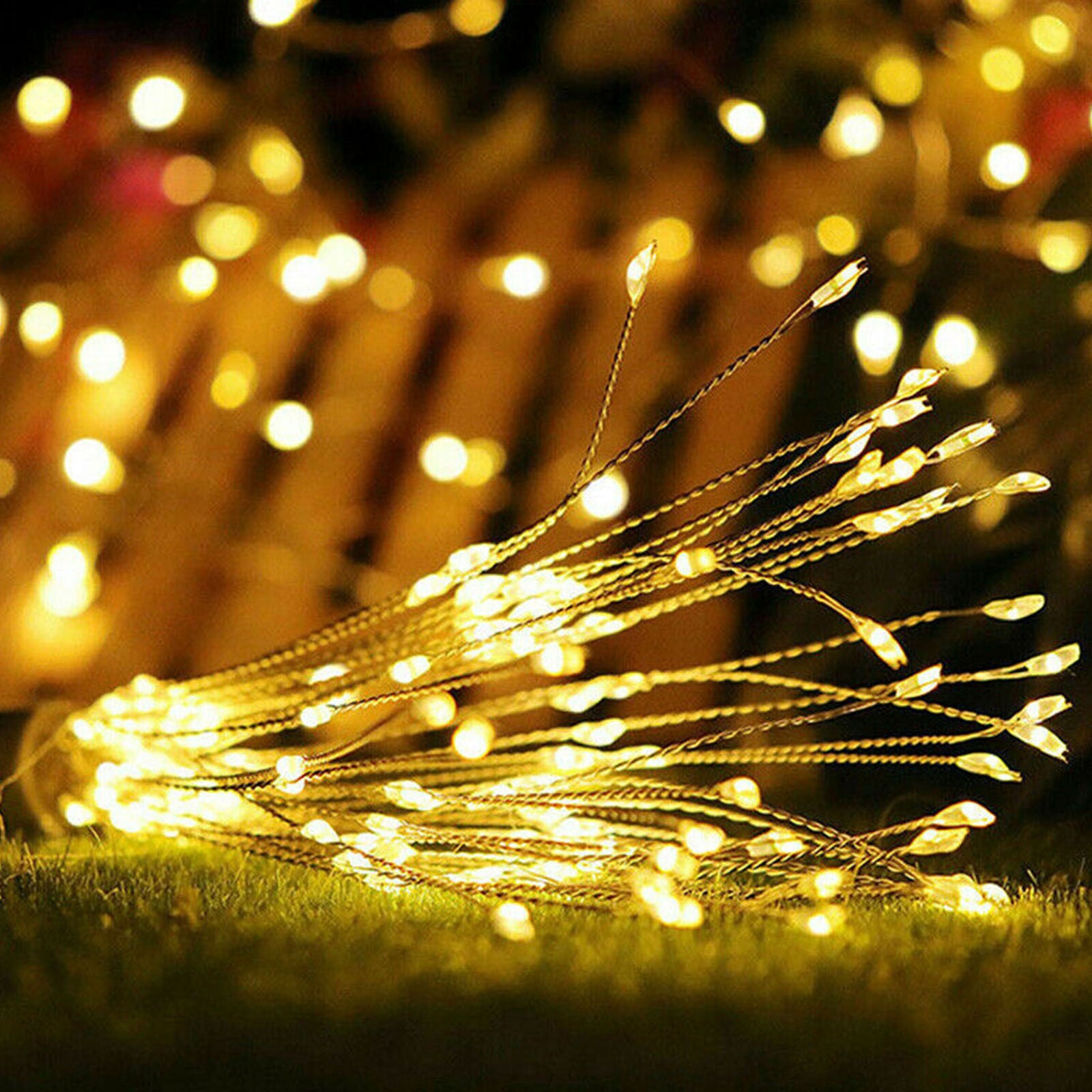 Warm White LED Firework Star Xmas Copper Strip Fairy Light Wedding Party Hanging