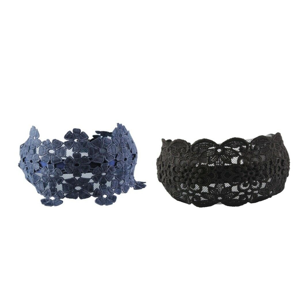 2 pieces Fashion Girl Floral Wide Headband Lace Flower Hair Hoop Head Wrap