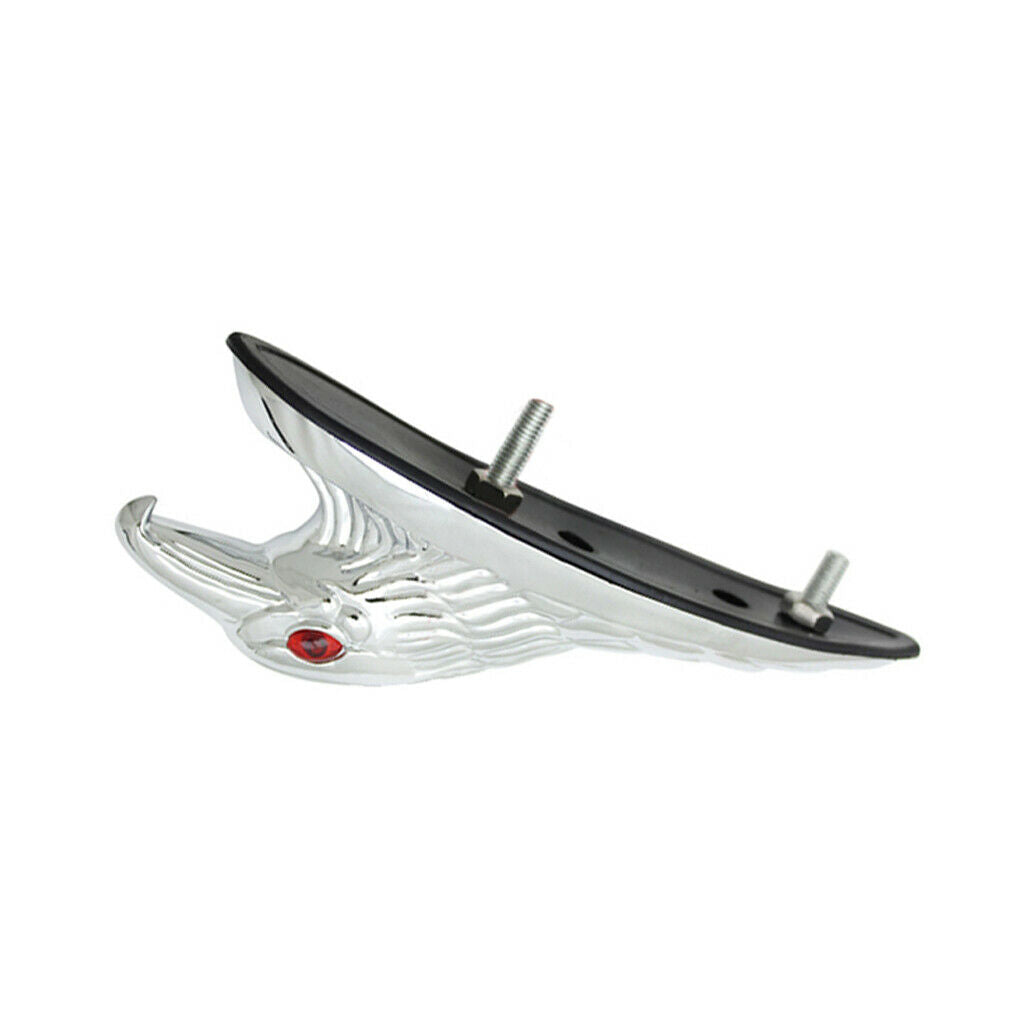 Motorcycle Front Fender Eagle Head Ornament Statue with Lights Chrome