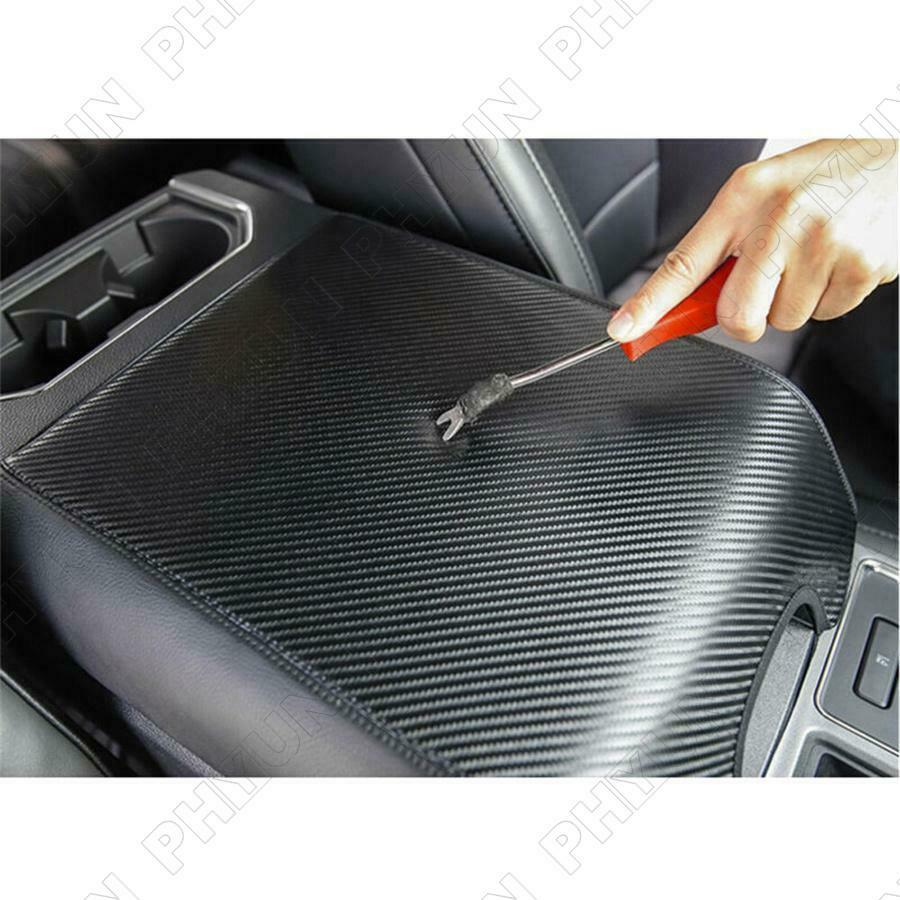 For 2015-20 Ford F150 Center Console Armrest Cover Leather Pad Carbon Fiber Look