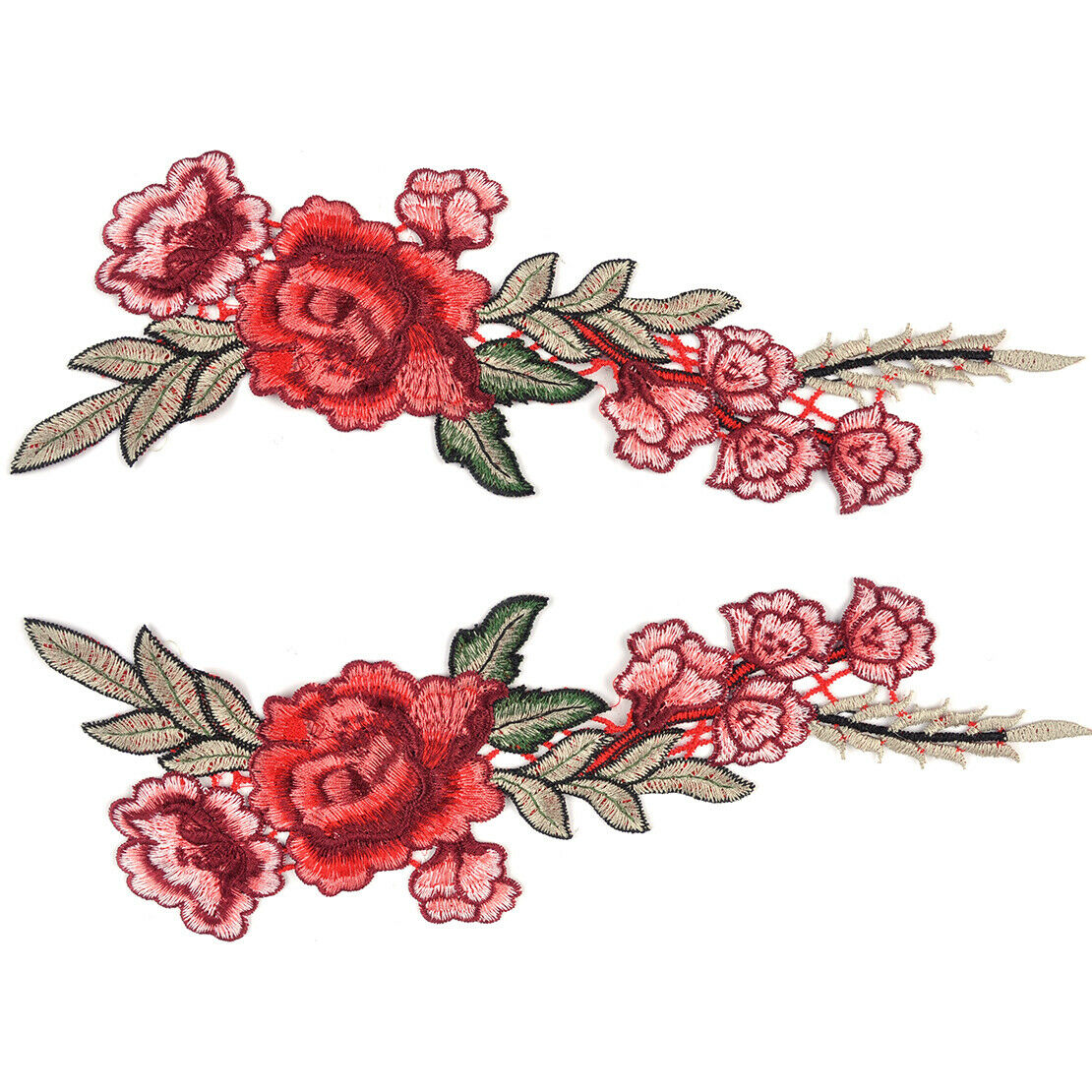 2x Rose Flower Embroidered Patch Sew Applique Badge for Dress Craft Clothing An