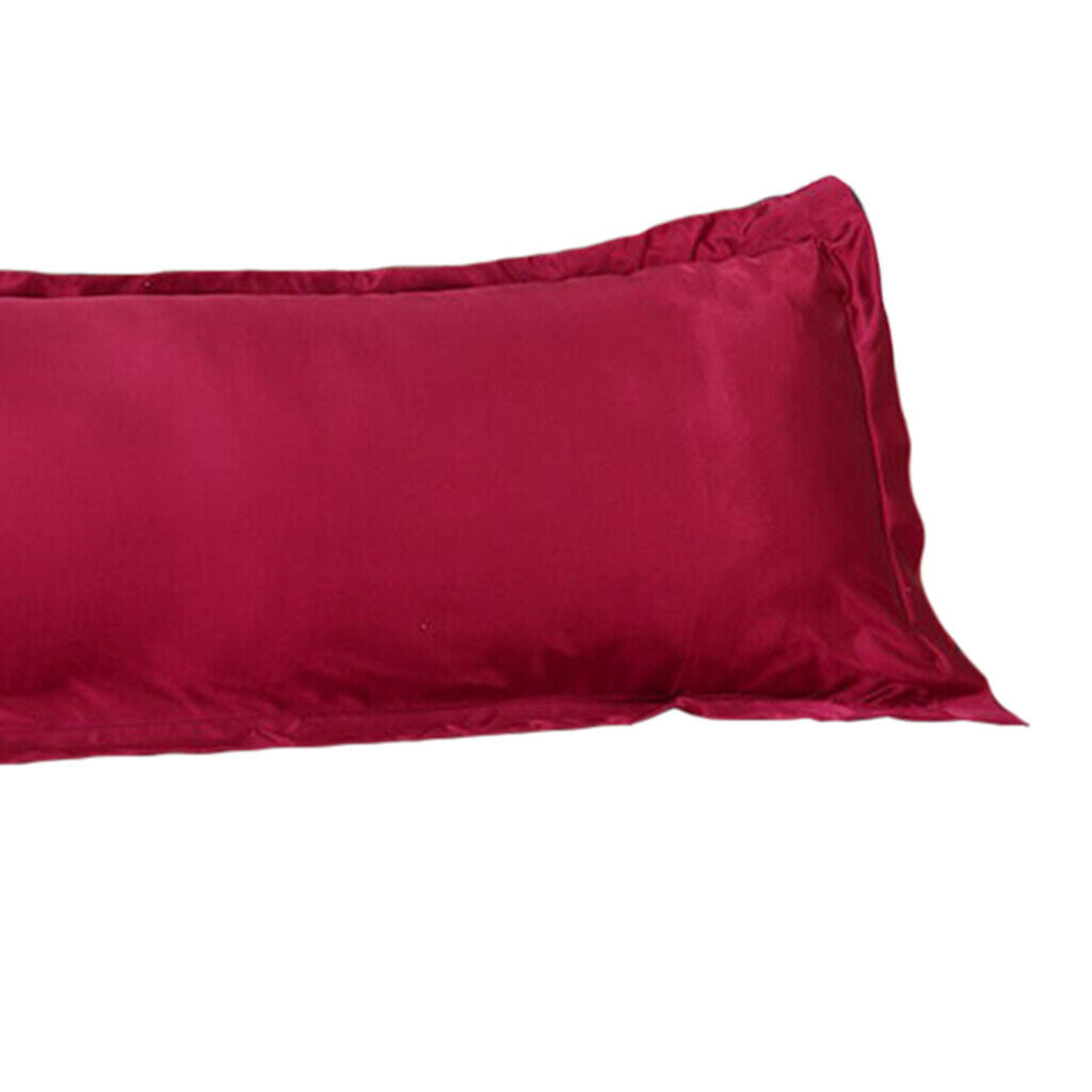 Solid Color Luxury Silk Body Full Long Pillow Case Cover Red 48x120cm