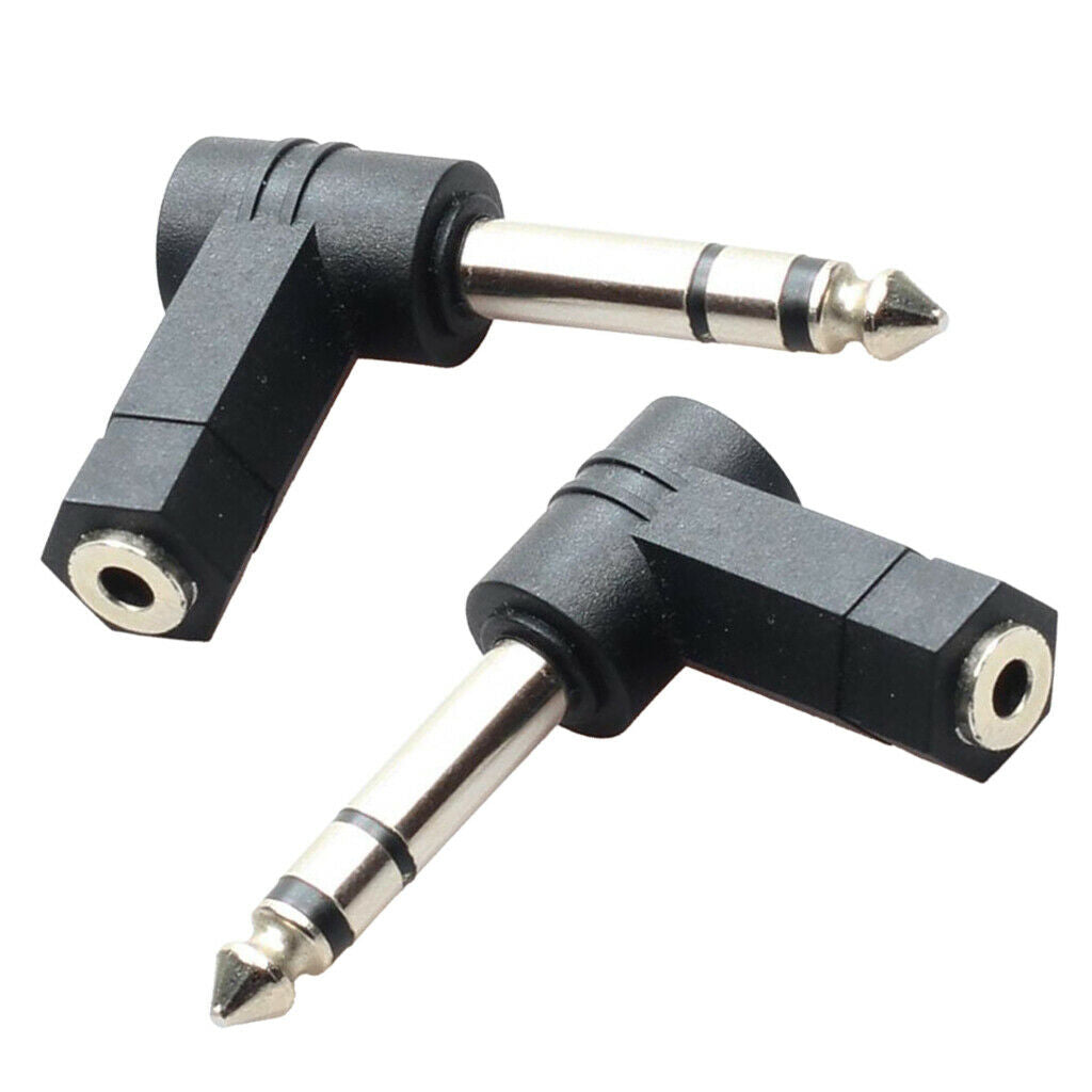 Stereo Female 6.35mm Male to 3.5mm  Female  1/4" Male Right Angle Audio Adapter