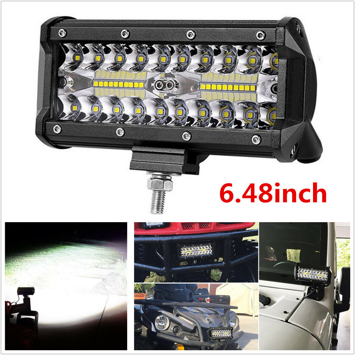 6inch 120W 12000LM Car Off-Road Fog Lights Spot Flood Driving LED Work Light Bar