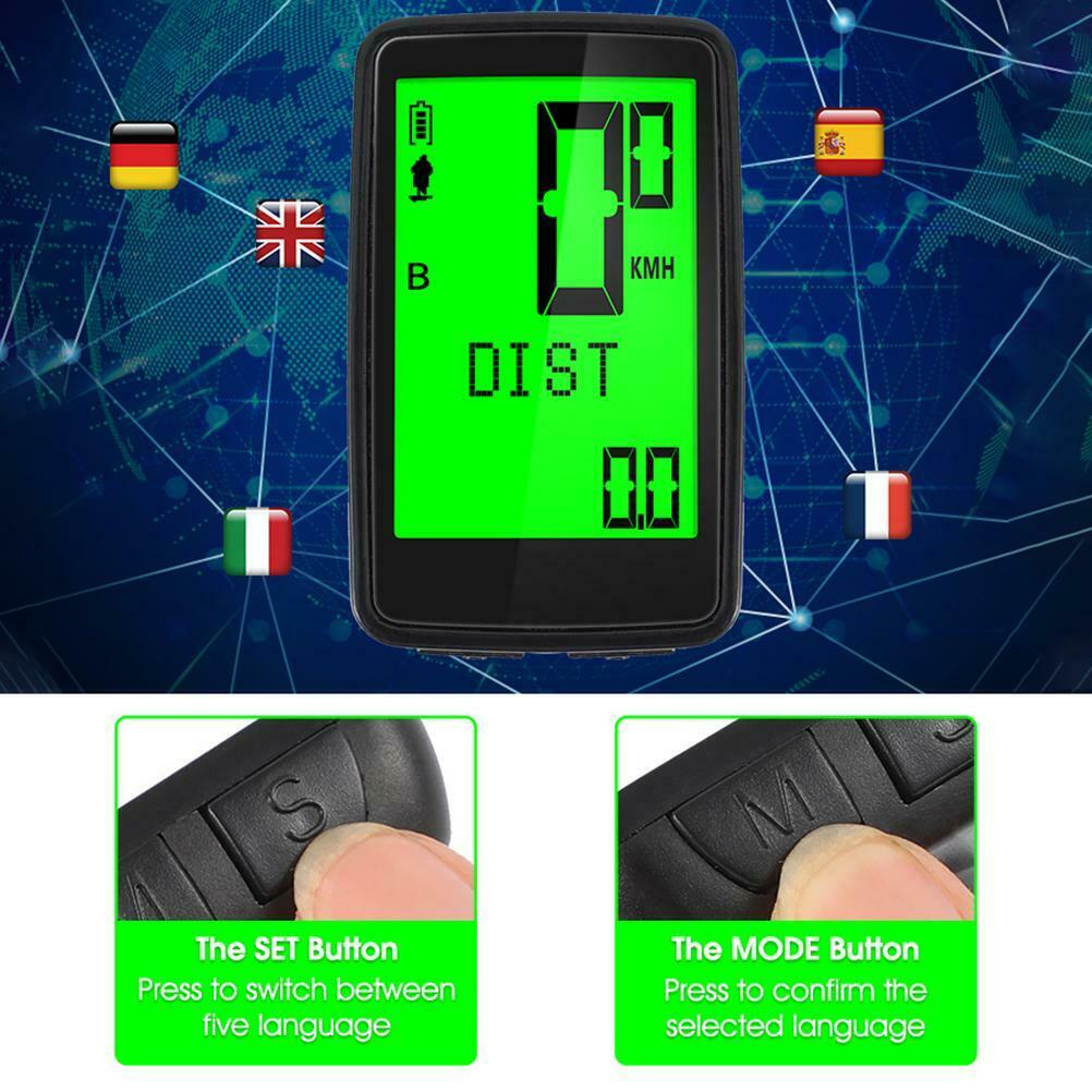 Rechargeable Bike Computer Wireless Waterproof Speedometer Odometer