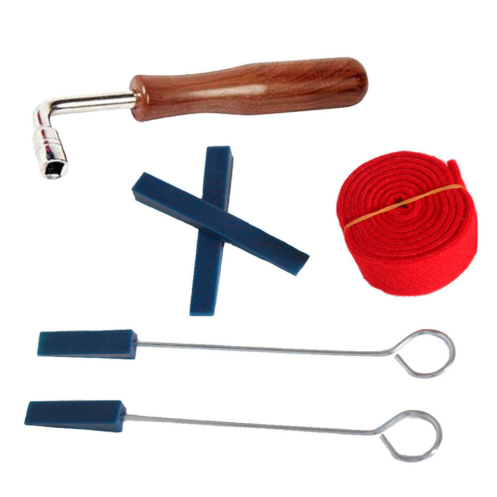 Set of 6 Rubber Mute+Wrench+Temperament Strip DIY for Grand/Upright Piano Tuning