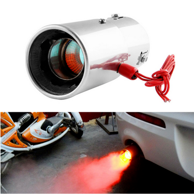 Modified Car Exhaust Pipe Flame Spray Red Light Spitfire Muffler TipUniversal