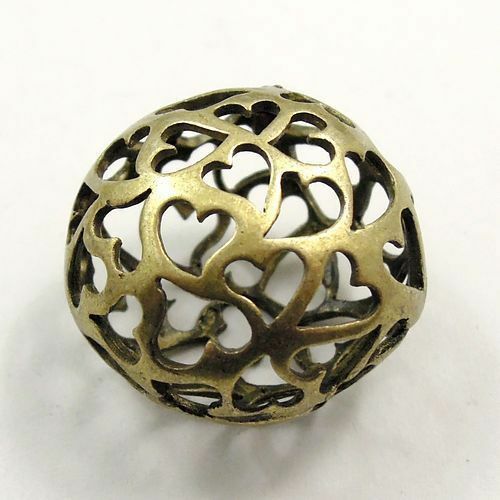4 pcs Antiqued Bronze Ball Hollowed Hearts Pendant Charm Brass Crafts 25*25*18mm