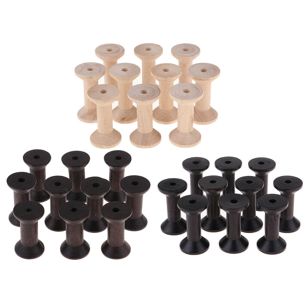 10 Pieces Empty Wooden Coil Bobbin Natural Wood, 3.5 X 6 Cm