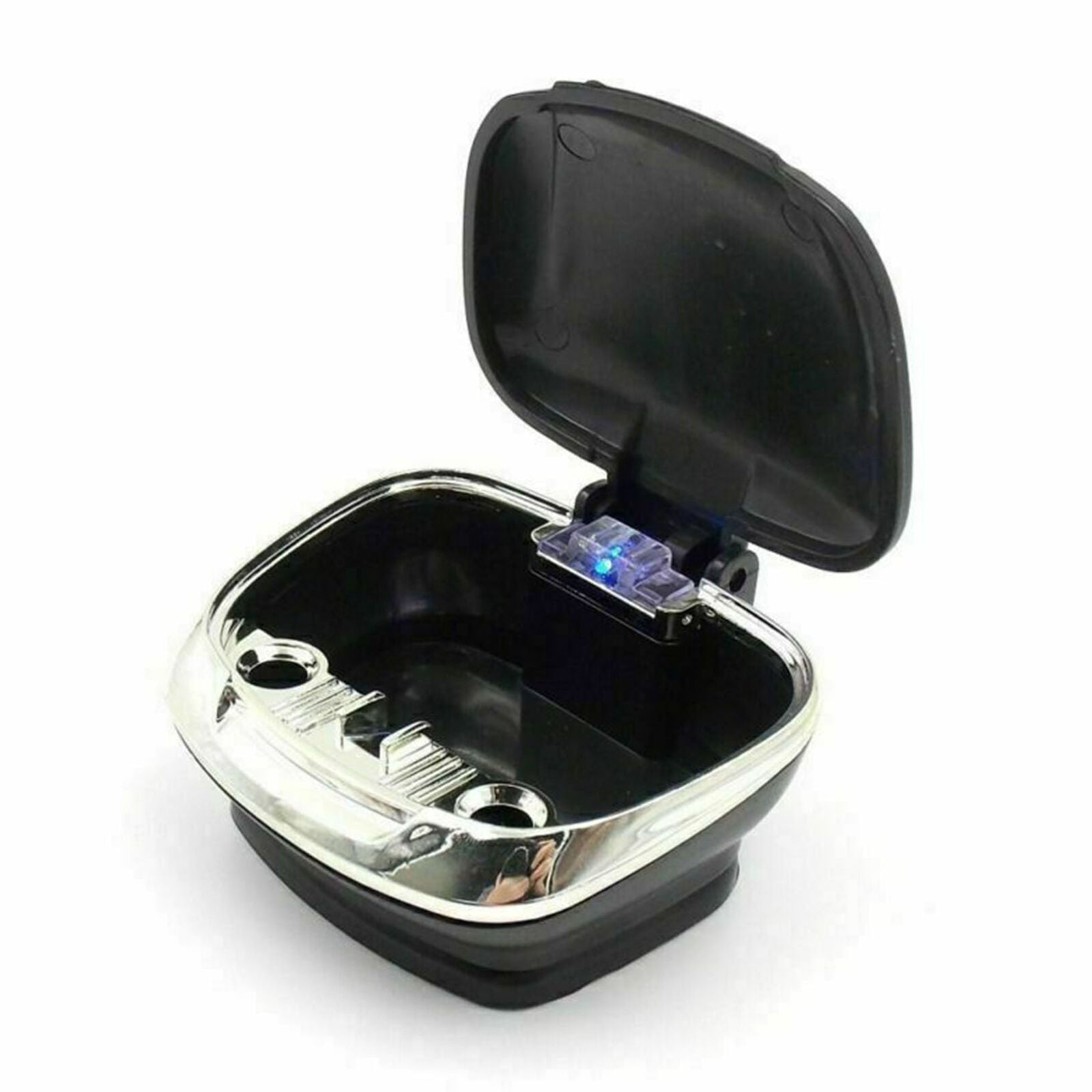 Inside Car Ashtray W/ Detachable Base Shell Shape LED Blue Light Universal Black