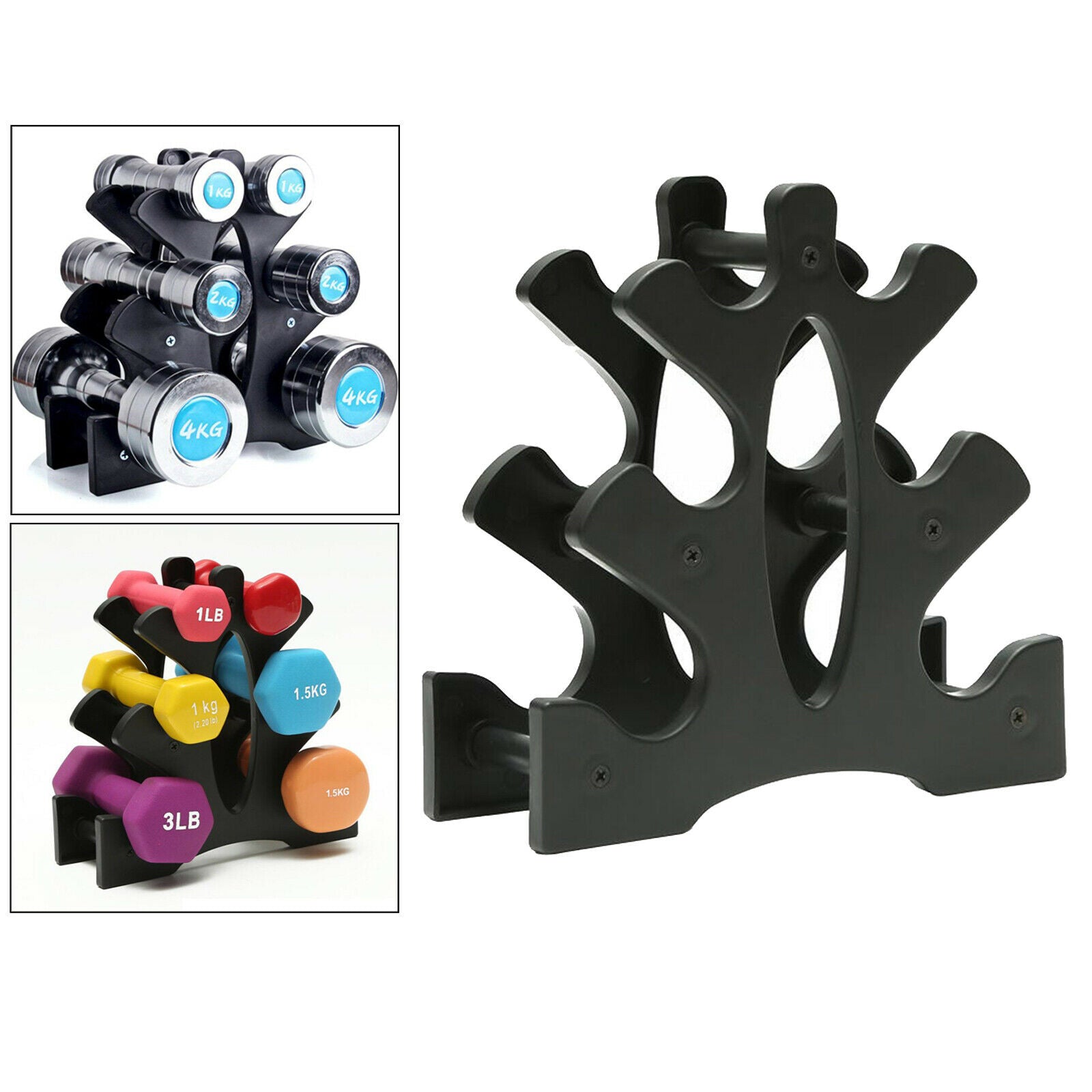 Dumbbell Rack Hand Weights Holder 6 Dumbbells Tree Stand Sorting Bracket