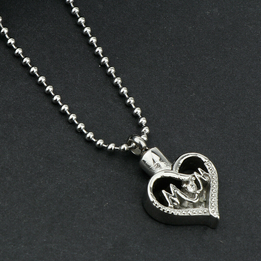Stainless Steel Cremation Urn Pendant Necklace Ball Bead Chain Mom