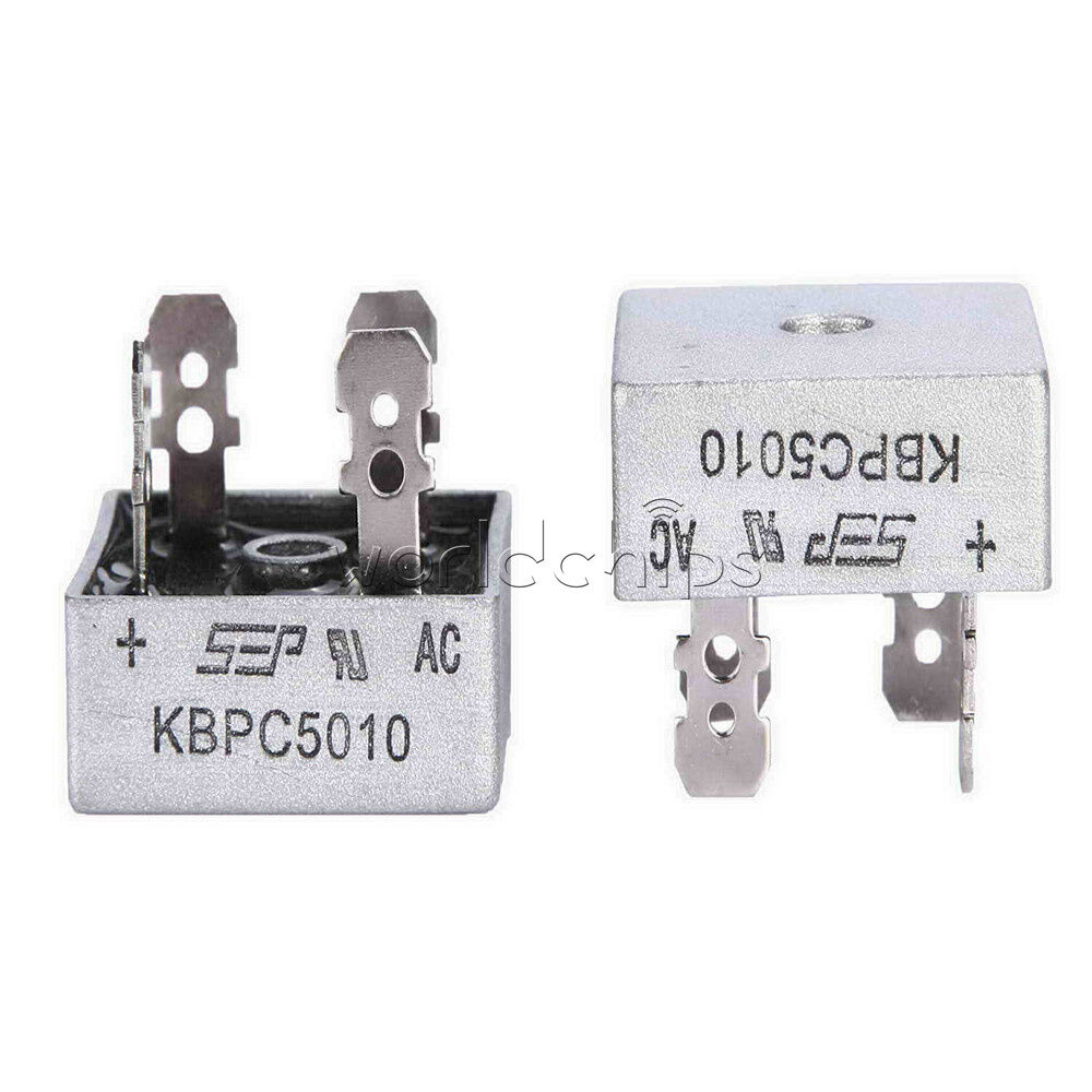 5PCS 250A 1000V Metal Case Single Phases Diode Bridge Rectifier KBPC5010 WC