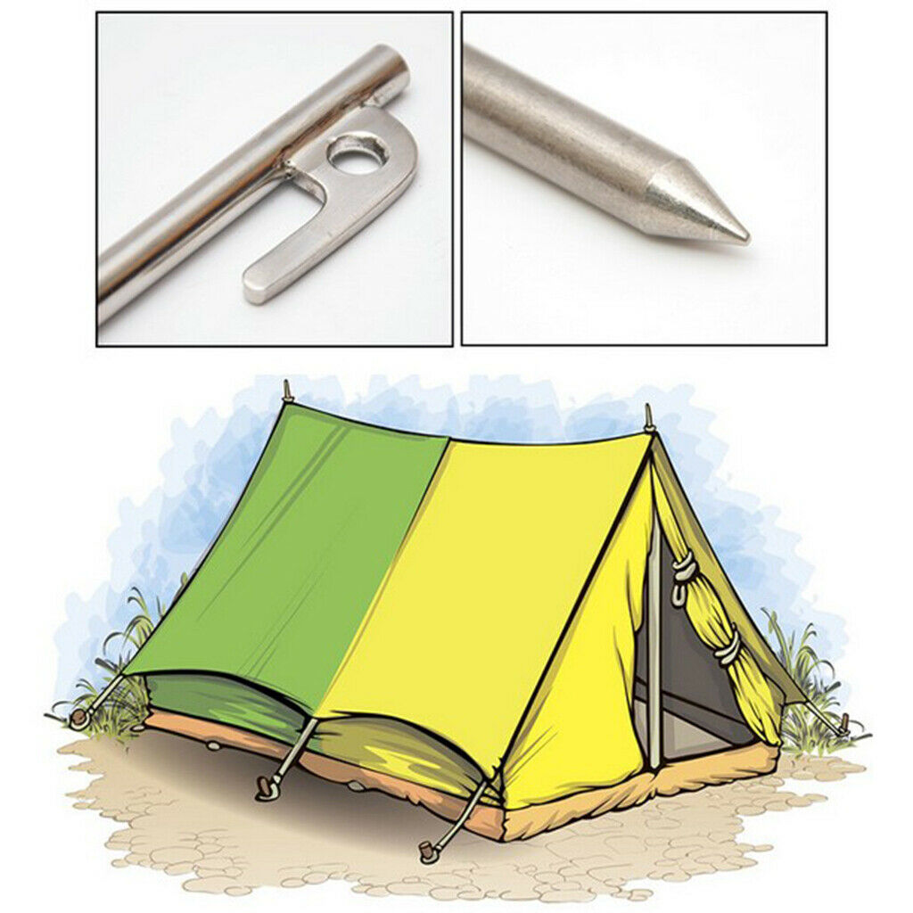 40CM 4pcs Heavy Duty Stainless Steel Camping Tent Stakes Pegs Ground Nail