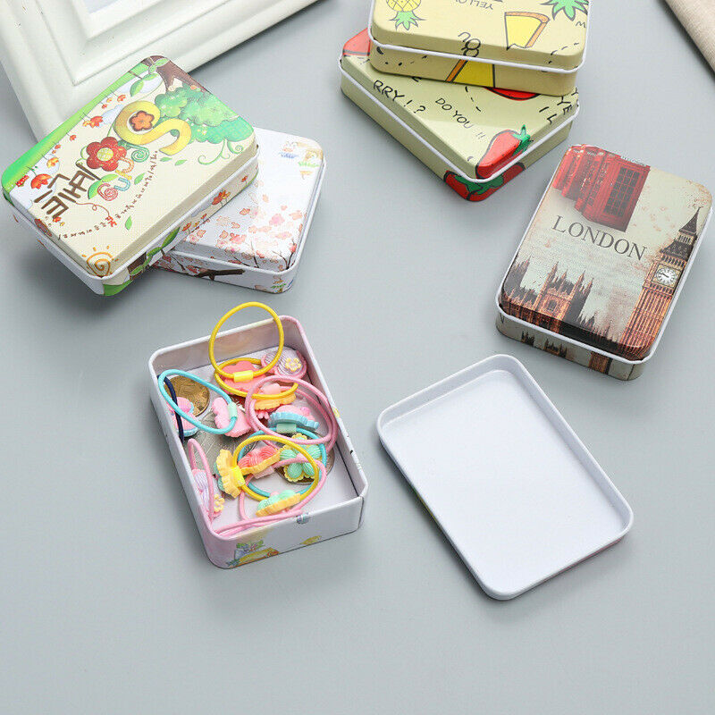 Random Colors Tin Can Boxes Metal rectangle Hairpin Jewelry Storage Conta.l8