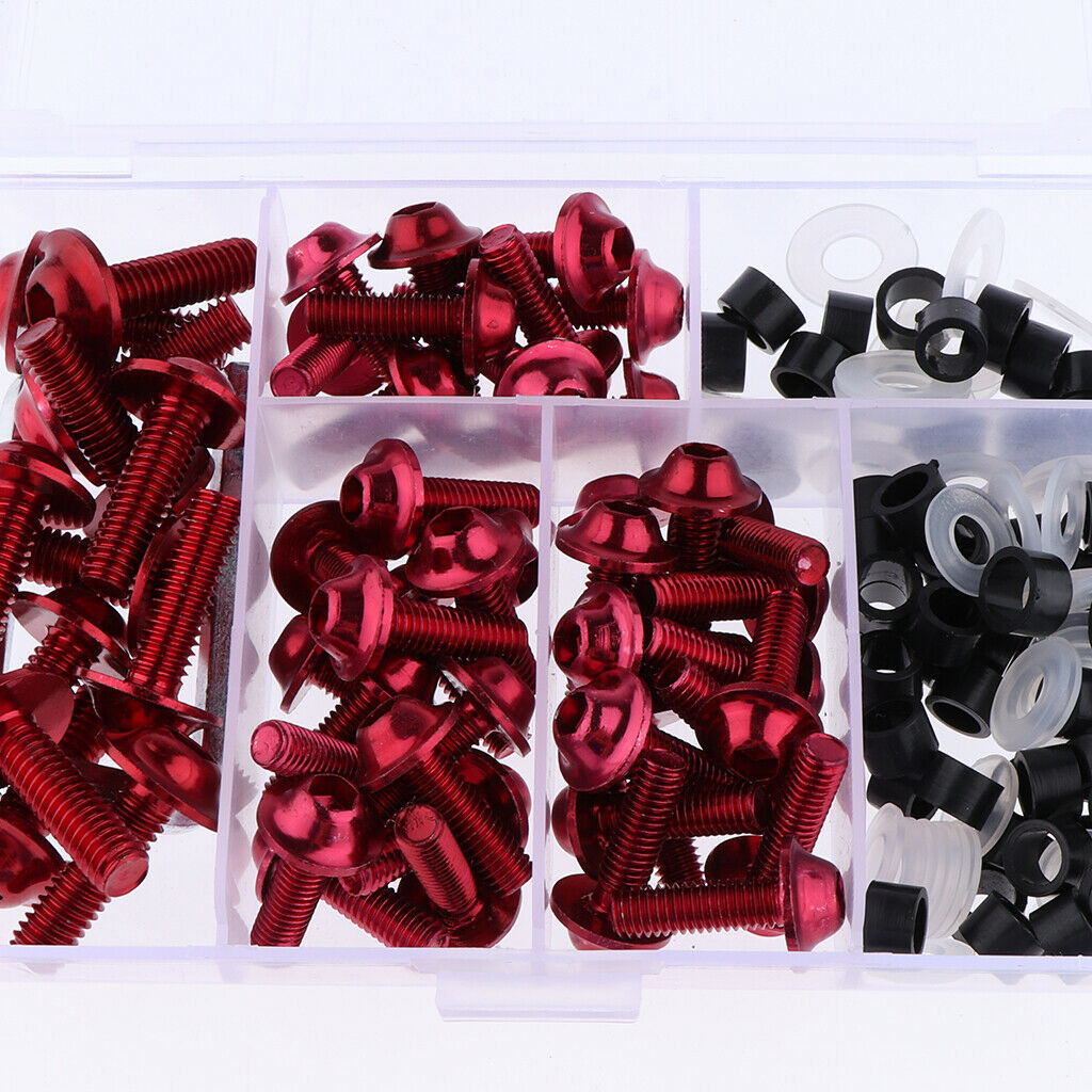 158Pcs Motorcycle Complete Fairing Bolt Kit Fastener Clips Screws Red New