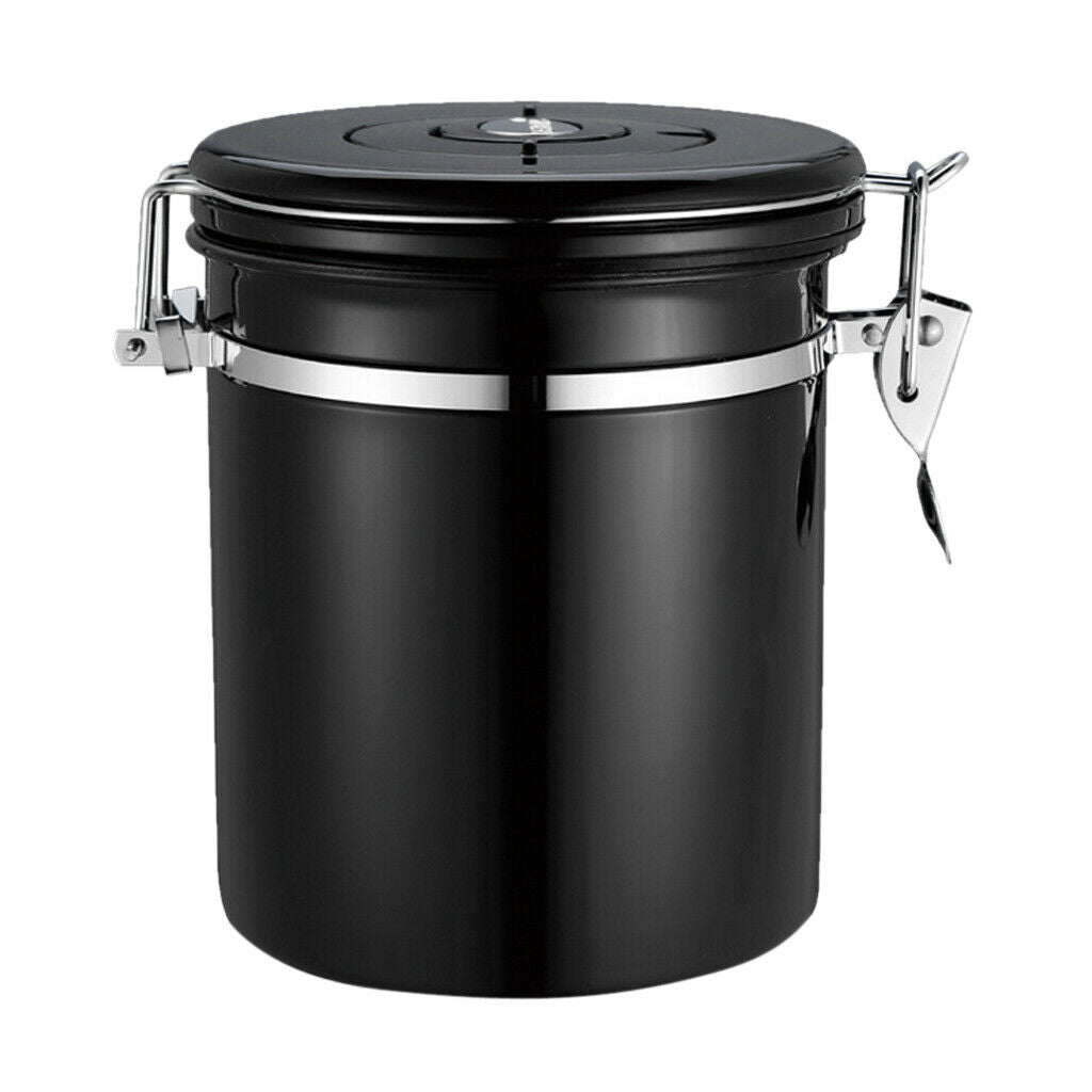 Stainless Steel Coffee Tea Canister Jar Box Sugar Storage Pot Seal Can Black