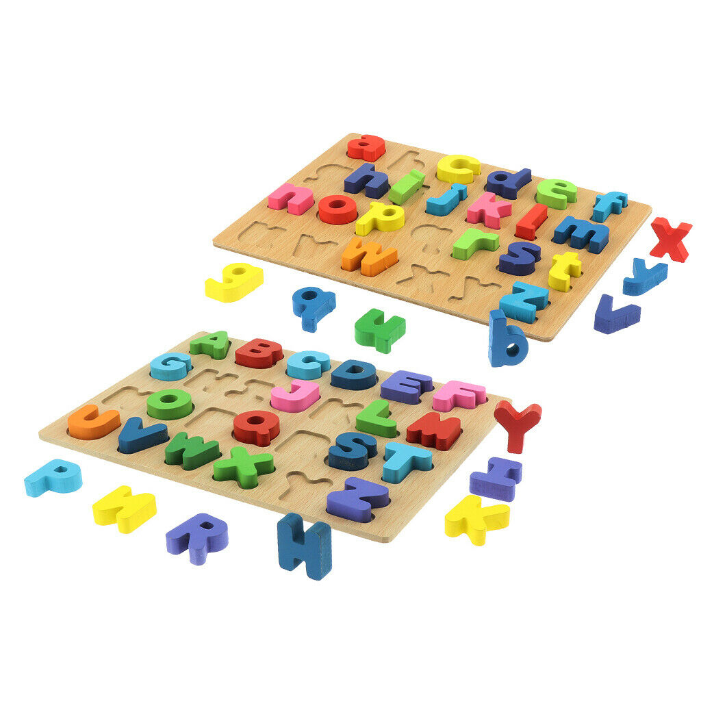 2pcs Kids Alphabet Capital Lowercase Letter Puzzle Jigsaws Chunky Blocks,