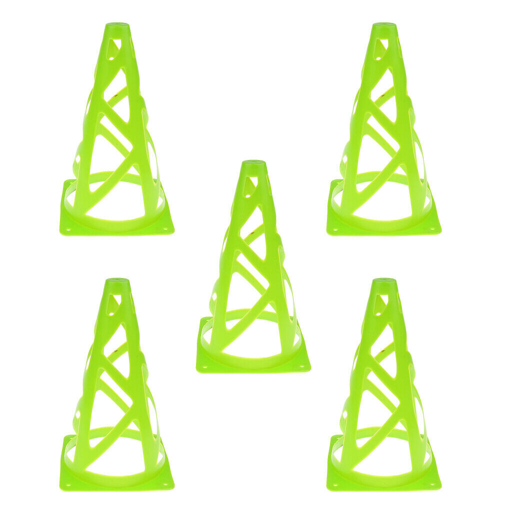 5Pcs Traffic Safety Sports Football Soccer Skating Game Cones 9" - Green