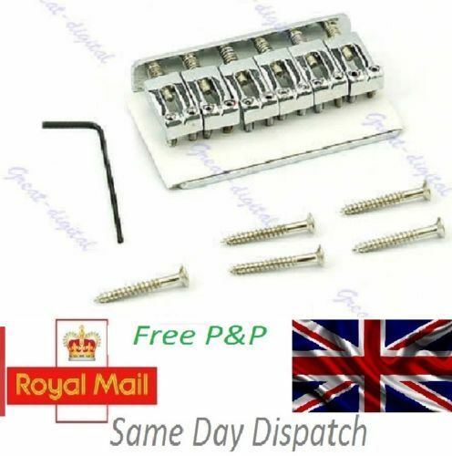 1x 65mm Chrome 6 Saddle Hardtail Guitar Bridge Top Load L110